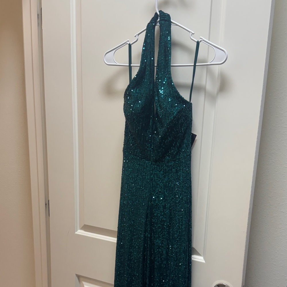 Emerald sequin Halter Jumpsuit